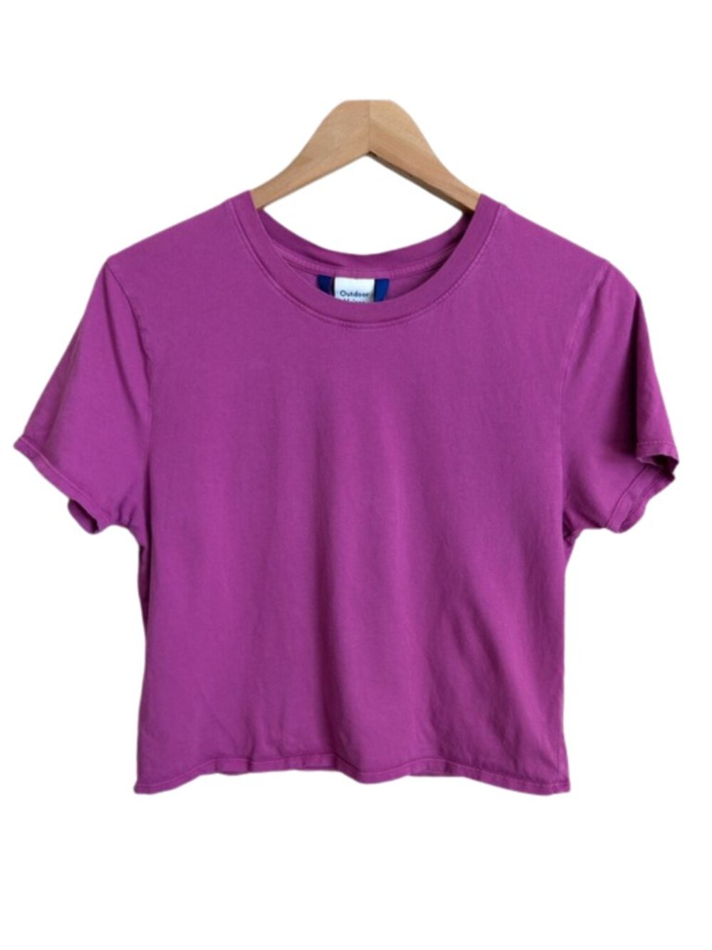 Outdoor Voices Everyday Cotton Crop Tee Small Fuchsia Pink Crew Neck Yoga Casual